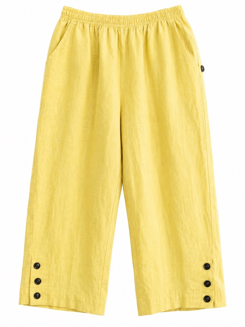 Coral Bay Linen Capri Pants butter yellow size PS